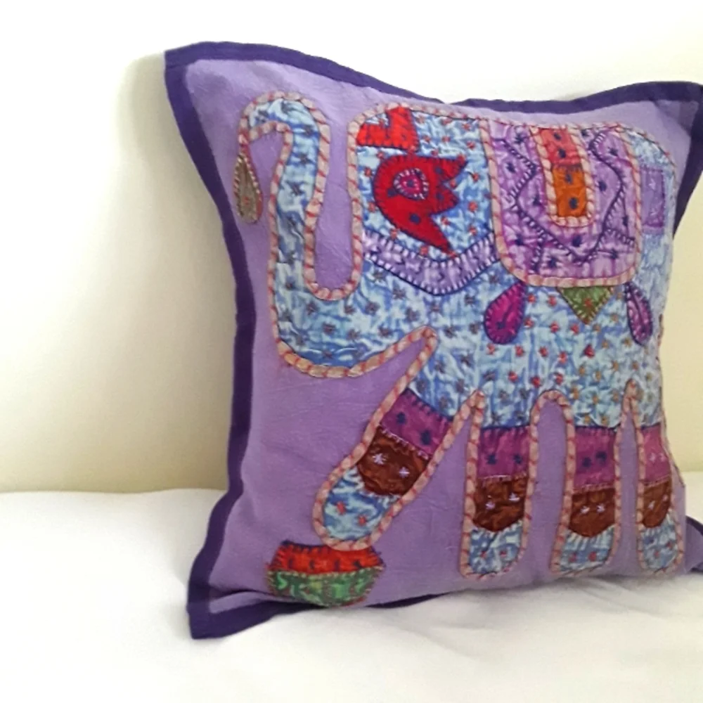 "SOLD"PURPLE ELEPHANT BOHO CUSHION COVER - Picture 2 of 7